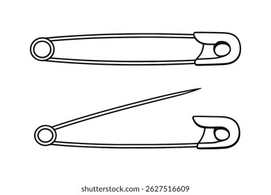 Pinos de segurança: vetores de arte de linha aberta e fechada