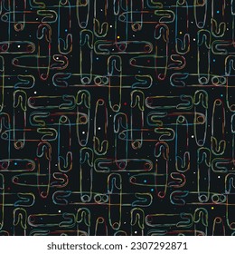 Safety pins seamless pattern in color, vector illustration