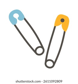 Safety pins for sewing. Vector 