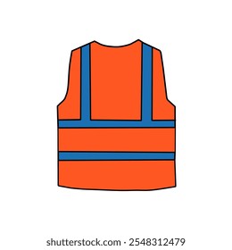 Chaleco de seguridad de los trabajadores del proyecto con rayas reflectantes naranjas y azules.