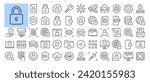 Safety, protection and security concept editable stroke outline icons set isolated on white background flat vector illustration. Pixel perfect. 64 x 64.