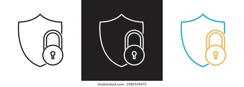 Safety, protection and security concept  icon. isolated on white and black background.  Vector illustration. EPS 10