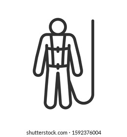 Safety protective belt for high altitude operation, linear icon. Editable stroke