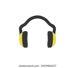 Icono de protección de seguridad de los cortes de oído. Auriculares protectores. Esposas protectoras para la construcción de orejas para el diseño e ilustración de vectores de protección auditiva.
