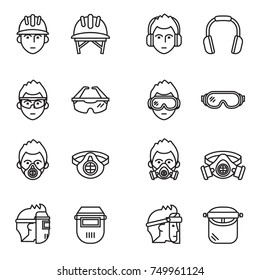 Safety, Protective Equipment icon set