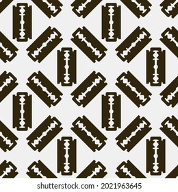 Safety Razor Blade Seamless Pattern. Vector Illustration