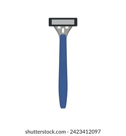 Safety razor flat design vector illustration. Cartoon isolated metal shaver with sharp blade to shave and care male and female skin in bathroom, grooming tool for beard, zero waste reusable razor