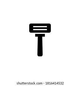 Safety Razor Icon in black flat glyph, filled style isolated on white background