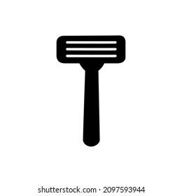 Safety Razor Icon in black flat glyph, filled style isolated on white background