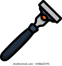 Safety Razor Icon. Editable Thick Outline With Color Fill Design. Vector Illustration.