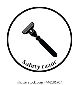 Safety razor icon. Thin circle design. Vector illustration.