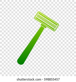 Safety razor sign. Vector. Green gradient icon on transparent background.