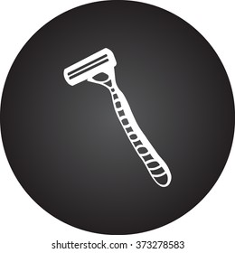 Safety razor simple icon on round background