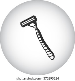 Safety razor simple icon on round background