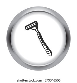 Safety razor simple icon on round background