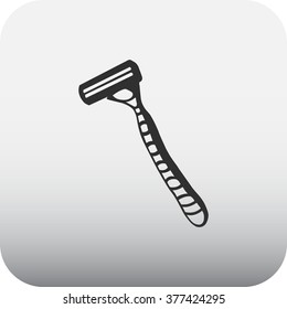 Safety razor simple icon on square background