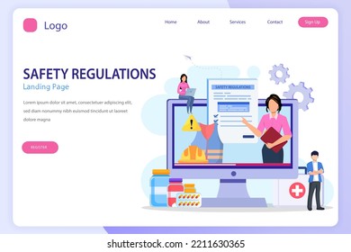 Safety regulation concept. OSHA landing page website flat vector template