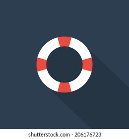 Safety Rings icon , Flat design style, vector illustration. long shadow icon.