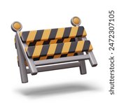 Safety road barrier, portable fence. Collapsible barricade for repair work