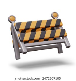 Safety road barrier, portable fence. Collapsible barricade for repair work