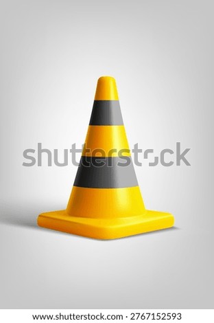 Safety Road Parking Cone with white stripes. 3d vector illustration