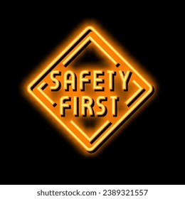 safety road sign neon light sign vector. safety road sign illustration