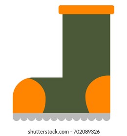 Safety rubber boots flat icon, vector sign, colorful pictogram isolated on white. Symbol, logo illustration. Flat style design