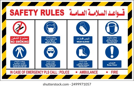 SAFETY RULE SIGN BOARD,BANNER AND POSTER FOR
CONSTRUCTION AREAS, FACTORIES AND WORKSHOPS