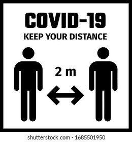Safety rules for preventing coronavirus disease. Avoid contact during the spread of the COVID-19 virus. Keep a distance of 2 meters