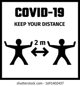 Safety rules for preventing coronavirus disease. Avoid contact during the spread of the COVID-19 virus. Keep a distance of 2 meters