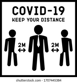 Safety rules for preventing coronavirus disease. Avoid contact during the spread of the COVID-19 virus. Keep a distance of 2 meters