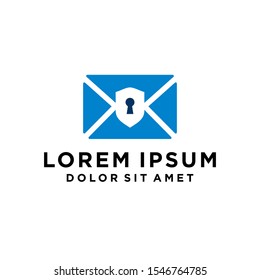 safety safe lock mail envelope logo with shield and key hole icon Vector design 