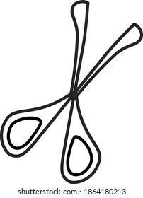 Tijeras de seguridad para el bebé , ilustración simple del esquema del doodle