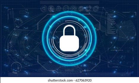 Safety screen.Futuristic user interface. Abstract virtual graphic touch user interface. HUD. Hi-tech basic. Blue and white elements. UI hud infographic interface screen monitor radar set web elements