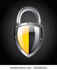 safety seal over black  background vector illustration
