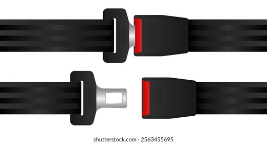 Safety Seat Belt. Car or Airplane Seat Belt. Fasten Your Seat Belt. Safety First.  Vector Illustration. 