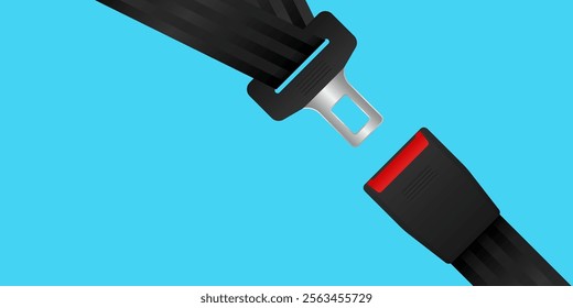 Safety Seat Belt. Car or Airplane Seat Belt. Fasten Your Seat Belt. Safety First.  Vector Illustration. 