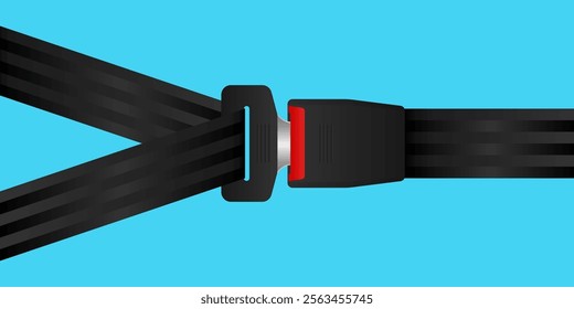 Safety Seat Belt. Car or Airplane Seat Belt. Fasten Your Seat Belt. Safety First.  Vector Illustration. 