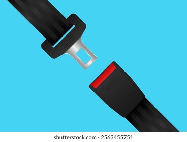 Safety Seat Belt. Car or Airplane Seat Belt. Fasten Your Seat Belt. Safety First.  Vector Illustration. 