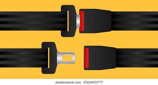 Safety Seat Belt. Car or Airplane Seat Belt. Fasten Your Seat Belt. Safety First.  Vector Illustration. 