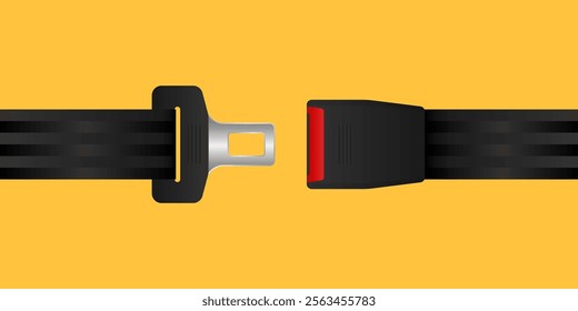 Safety Seat Belt. Car or Airplane Seat Belt. Fasten Your Seat Belt. Safety First.  Vector Illustration. 