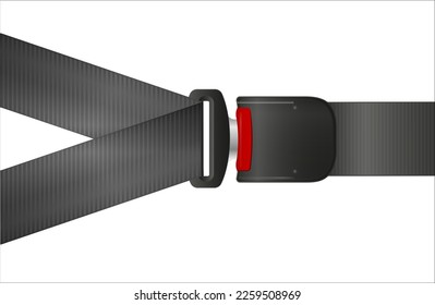 Safety seat belt, open and closed seatbelt. Art design road strap. Abstract concept car, airplane driver protection graphic element. Vector