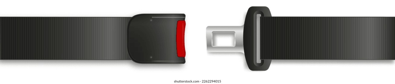 Safety seat belt, open and closed seatbelt. Art design road strap. Abstract concept car, airplane driver protection graphic element. Vector