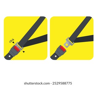 Cinturón de seguridad, abierto y cerrado. Ilustración vectorial ilustración de stock