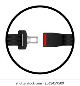 Safety Seat Belt Sign Symbol. Car or Airplane Seat Belt. Fasten Your Seat Belt. Safety First. Vector Illustration. 