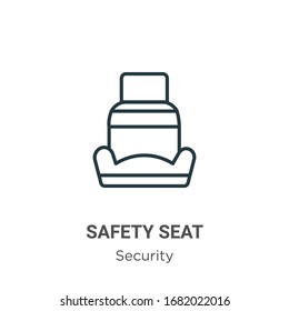 Safety seat outline vector icon. Thin line black safety seat icon, flat vector simple element illustration from editable security concept isolated stroke on white background