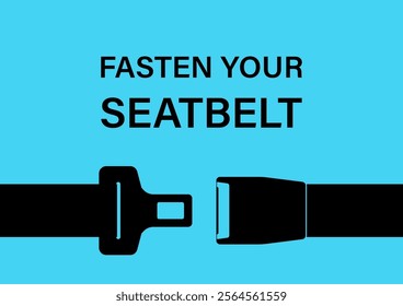 Safety Seatbelt. Car or Airplane Seatbelt. Fasten Your Seatbelt. Safety First.  Vector Illustration. 