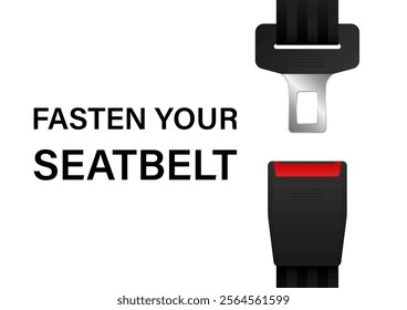 Safety Seatbelt. Car or Airplane Seatbelt. Fasten Your Seatbelt. Safety First.  Vector Illustration. 