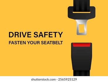 Safety Seatbelt. Car or Airplane Seatbelt. Fasten Your Seatbelt. Safety First.  Vector Illustration. 