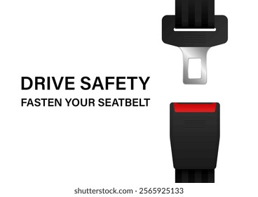 Safety Seatbelt. Car or Airplane Seatbelt. Fasten Your Seatbelt. Safety First.  Vector Illustration. 